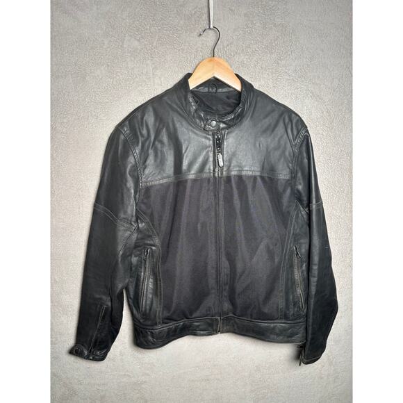 River Road Pecos Mesh Leather Motorcycle Jacket Black Men's Size 42‎